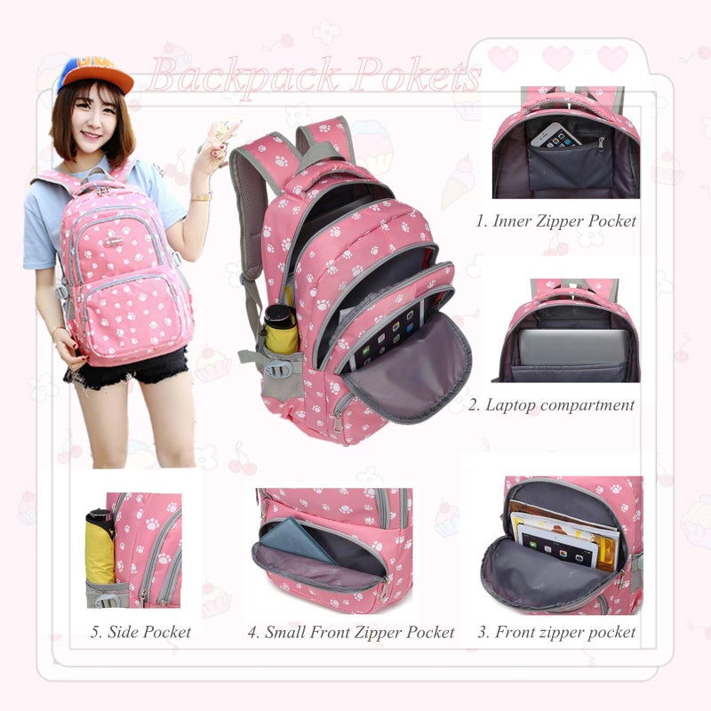 VIDOSCLA Dog Paw Girls Backpack Primary Book Bag School Bag for Boys - Image 4